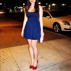 BB DAKOTA - Navy Blue Skater Dress